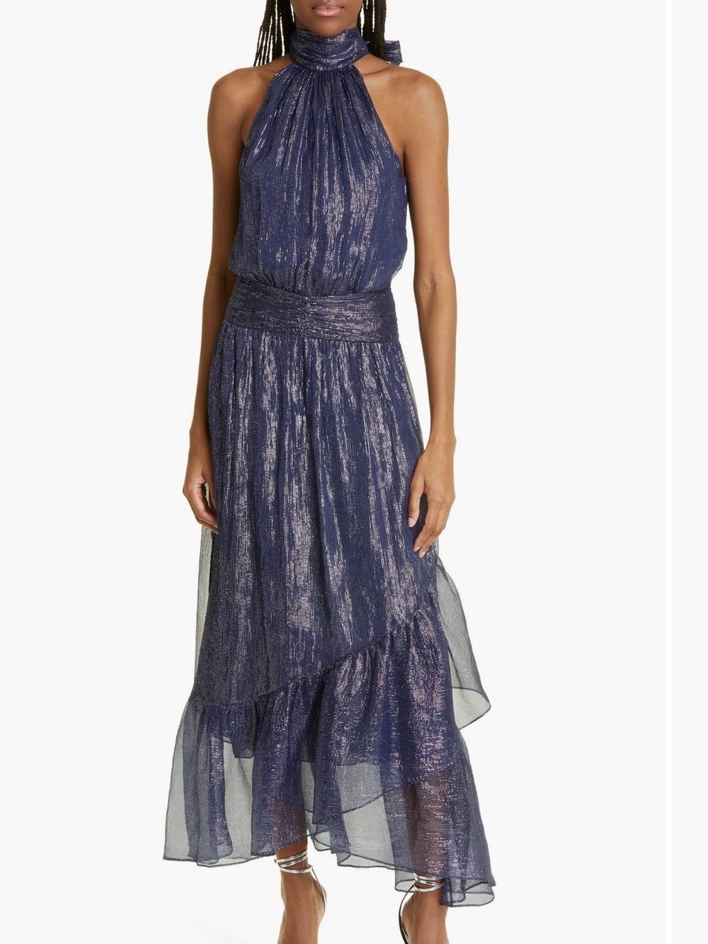 Ramy Brook Bridgid Metallic Silk Blend Gown in GREEN